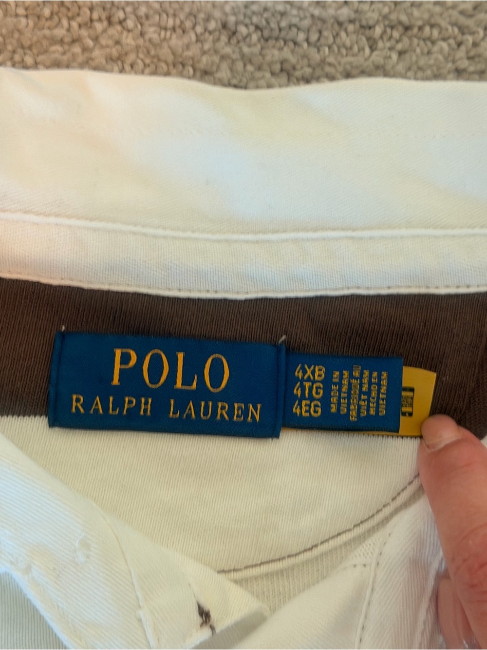 Polo Ralph Lauren 4XB Brown Cream Striped Rugby Shirt Big & Tall - Picture 7 of 10